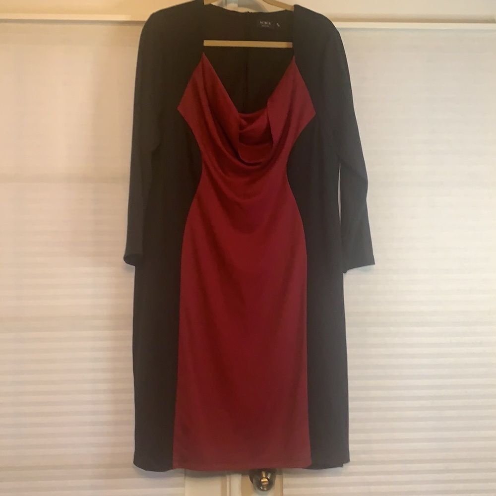 IGIGI Black Red Slimming Lined Dress Made in USA 18 / 20